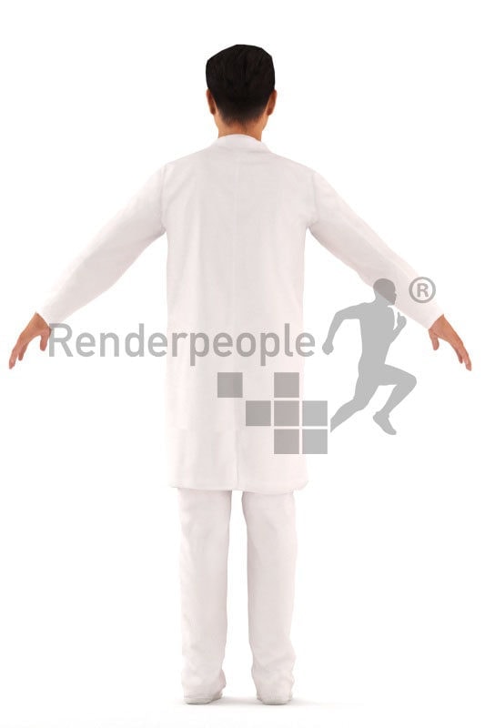 3d people healthcare, asian rigged man in A Pose
