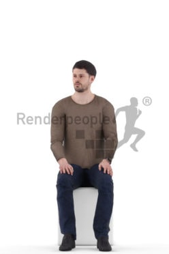 Animated human 3D model by Renderpeople – european man in casual look, sitting