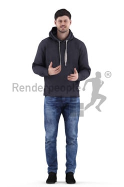 3d people outdoor, 3d white man standing and communicating