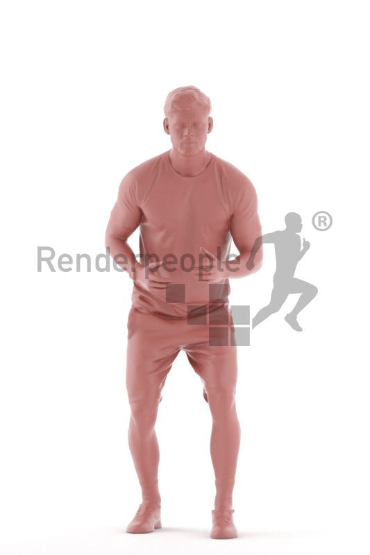 3d people sports, white 3d man standing