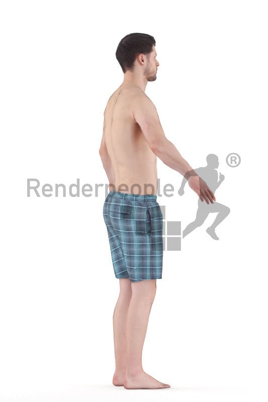 3d people pool/beach, 3d white man rigged