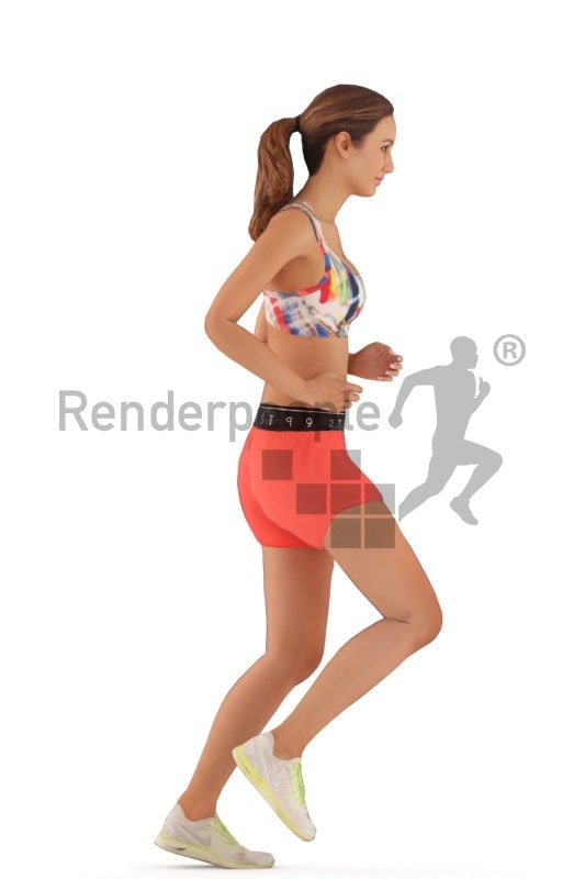 3d people sports, animated woman running