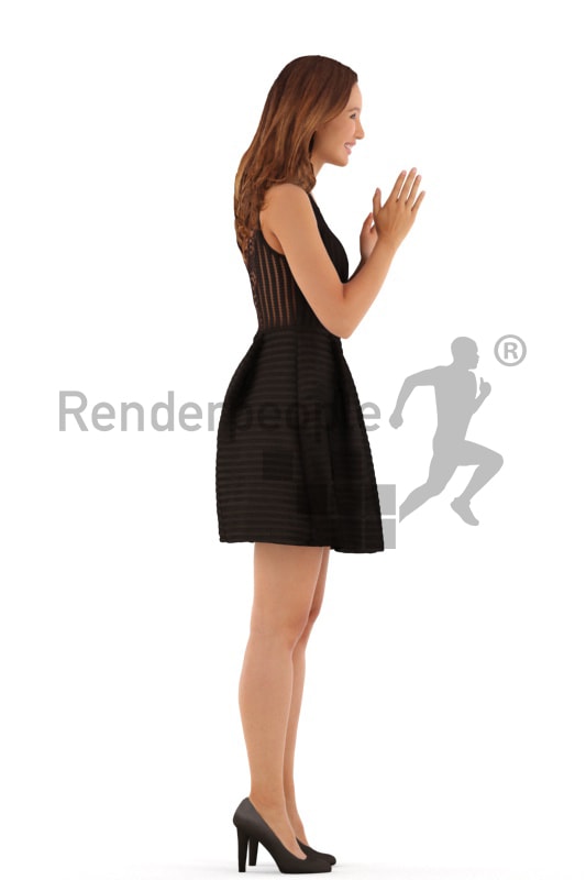 3d people event, white 3d woman standing and clapping