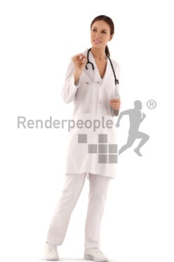 3d people casual, white 3d woman doctor walking