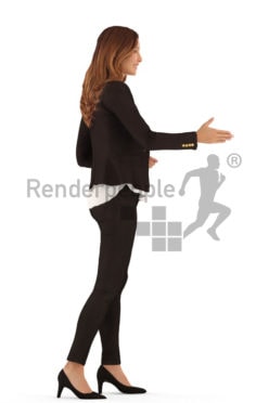 3d people evening, white 3d woman standing and shaking hands