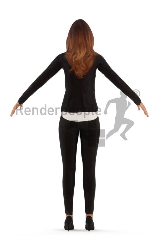 3d people business, white rigged woman in A Pose