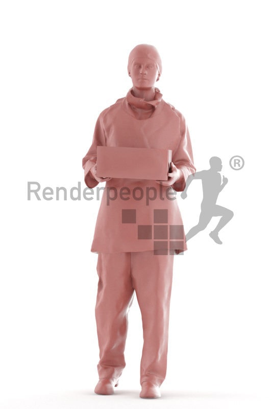 3d people healthcare, 3d white woman standing and holding