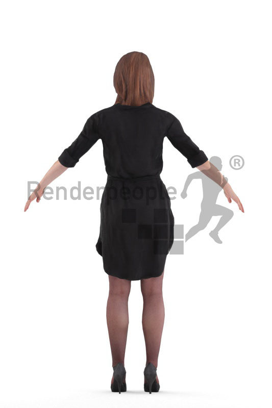 Rigged and retopologized 3D People model – white woman in event look