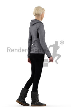 3d people casual, white friendly looking 3d woman wearing boots