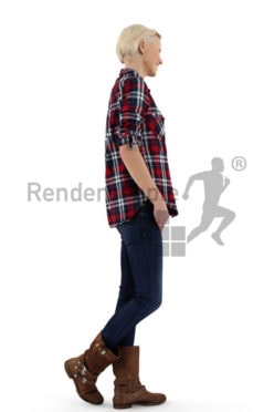 3d people casual, white friendly looking 3d woman standing and smiling