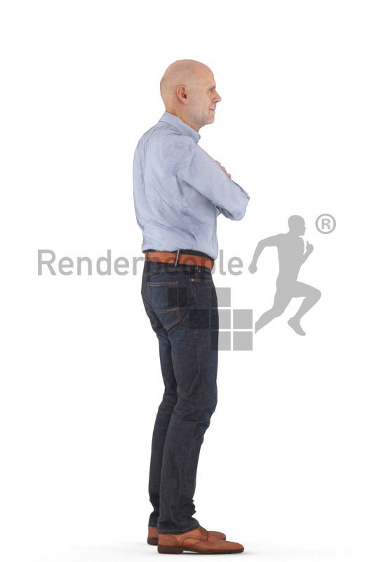 Animated human 3D model by Renderpeople – elderly european man standing in business look