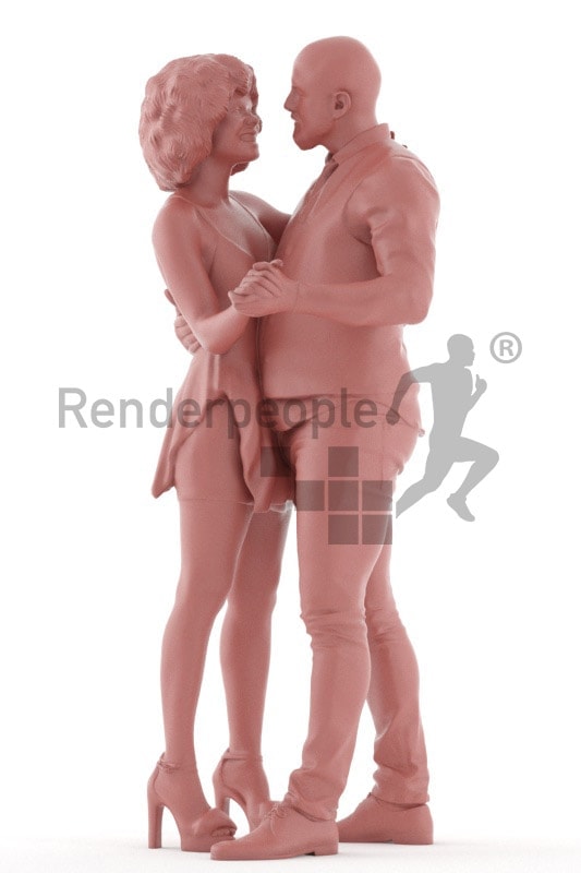3d people event couple and groups, white black 3d human dancing