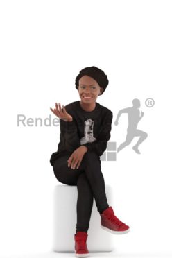 3d people casual, black 3d woman sitting and debating