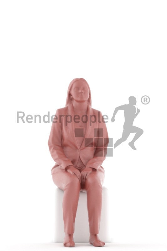 3D People model for 3ds Max and Cinema 4D – european woman in business suit, sitting