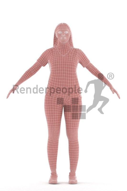 Rigged 3D People model for Maya and 3ds Max – european woman,