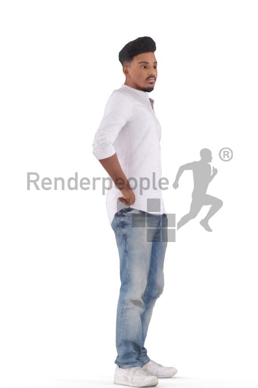 Human 3D model for animations – indian man in smart casual outfit, standing