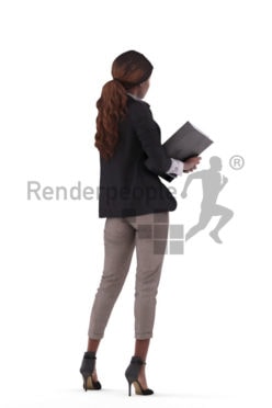 3d people business,3d black woman standing and holding a folder