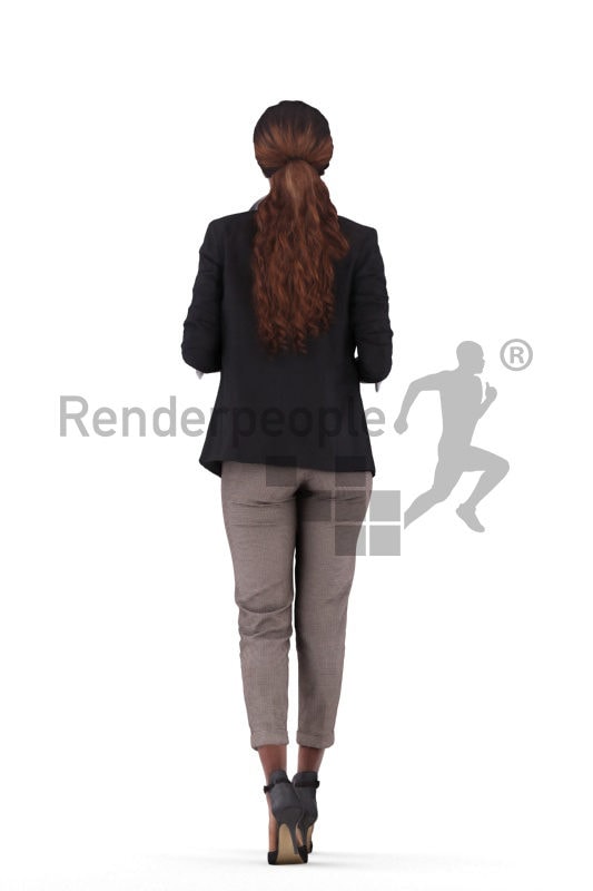 3d people business,3d black woman walking and holding a box