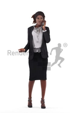 3d people business, 3d black women standing and calling