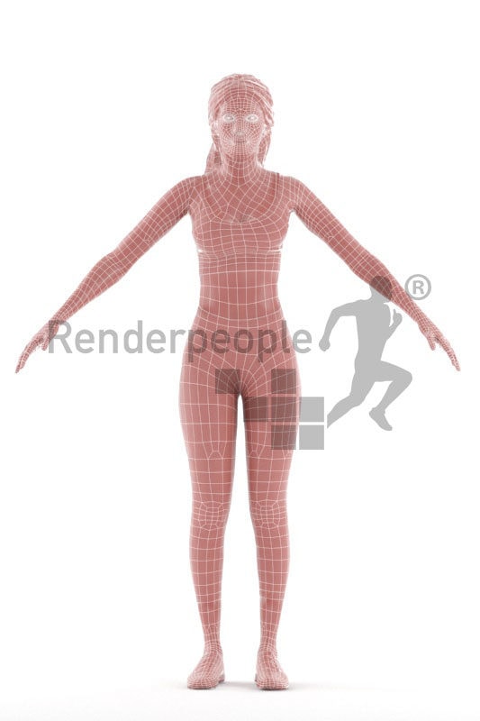 Rigged human 3D model by Renderpeople – black woman in gymwear