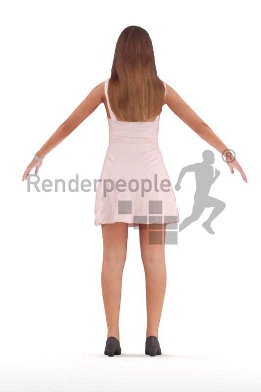 Rigged 3D People model for Maya and 3ds Max – european woman in chic event dress