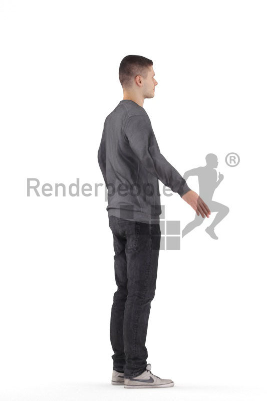 Rigged human 3D model by Renderpeople – european man in casual pullover and jeans