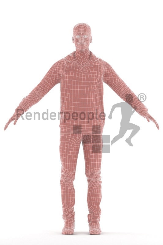 Rigged and retopologized 3D People model – white man in casual look