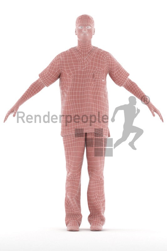 Rigged 3D People model for Maya and 3ds Max – european man in healthcare outfit, hospital