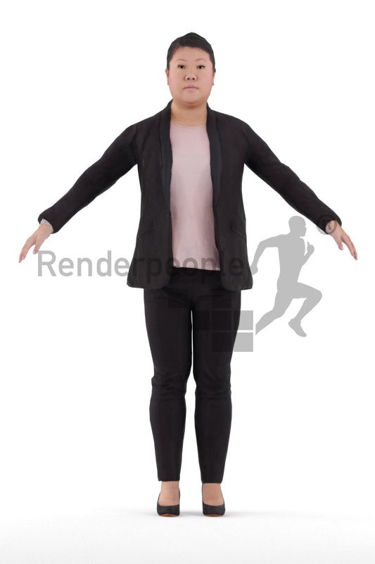 Rigged 3D People model for Maya and Cinema 4D – asian woman in business look