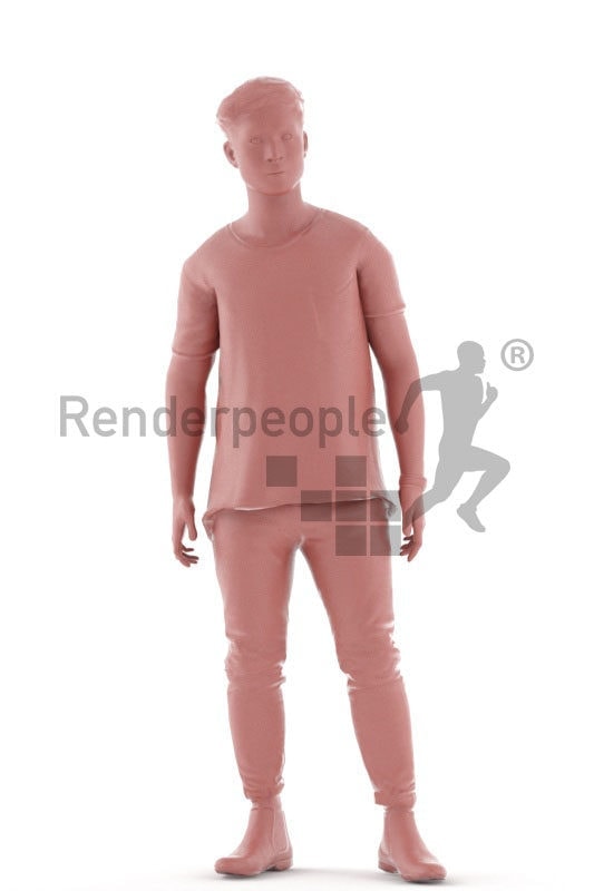 3d people casual, animated man standing and idling