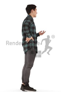 3d people casual, asian 3d man standing and discussing
