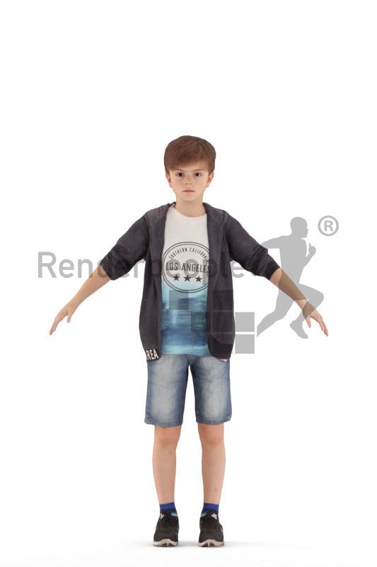 3d people casual, white rigged 3d boy in A Pose