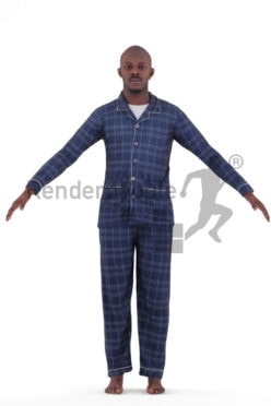 3d people sleepwear, black 3d man rigged