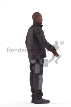 3d people worker, black 3d man rigged