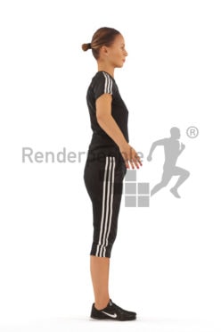 3d people sports, rigged white woman in A Pose