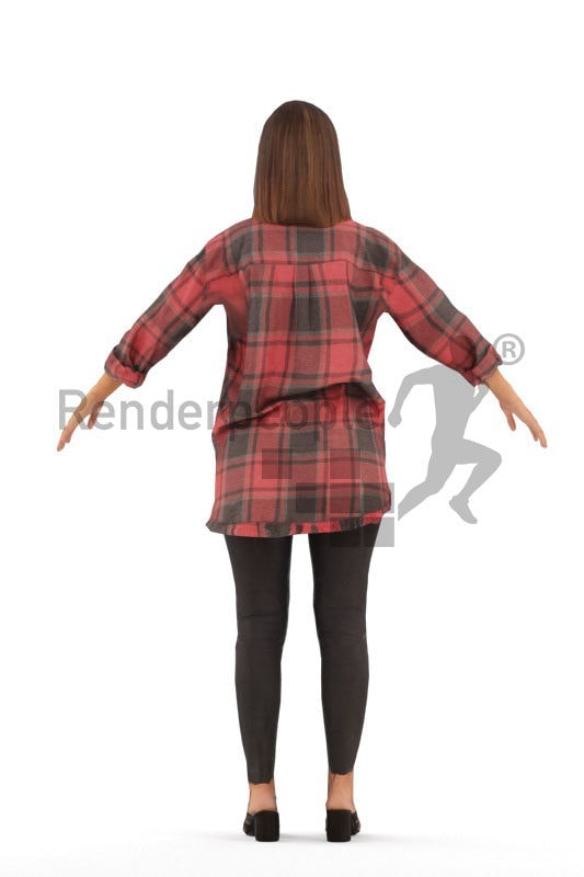 Rigged human 3D model by Renderpeople – european woman, casual style