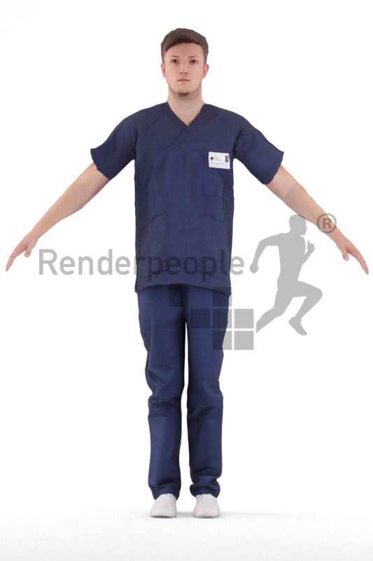 Rigged 3D People model for Maya and Cinema 4D – european man in healtcare dress