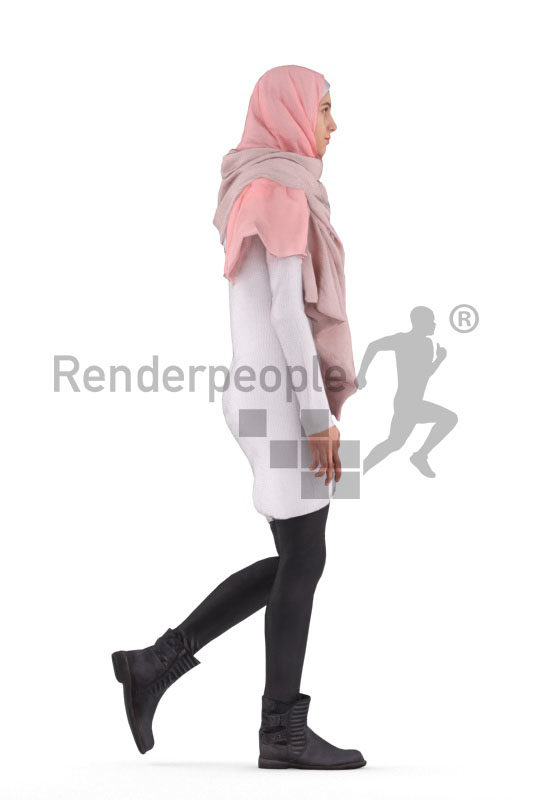 3d people casual, 3d middle eastern woman with hijab