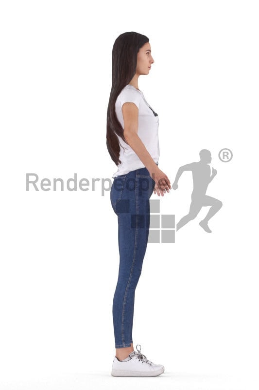 Rigged 3D People model for Maya and 3ds Max – european woman in a casual style