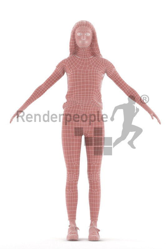 Rigged 3D People model for Maya and 3ds Max – european woman in a casual style