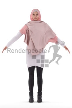 Rigged 3D People model for Maya and Cinema 4D – casual, woman with hijab